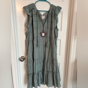 Knox Rose Flutter Short Sleeve BOHO Tiered Crochet Dress Lake 3X